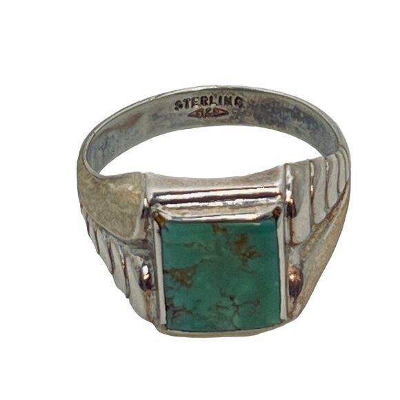 Vintage Clark and Coombs Sterling Silver Turquoise Men’s Ring (R359) - Picture 5 of 7